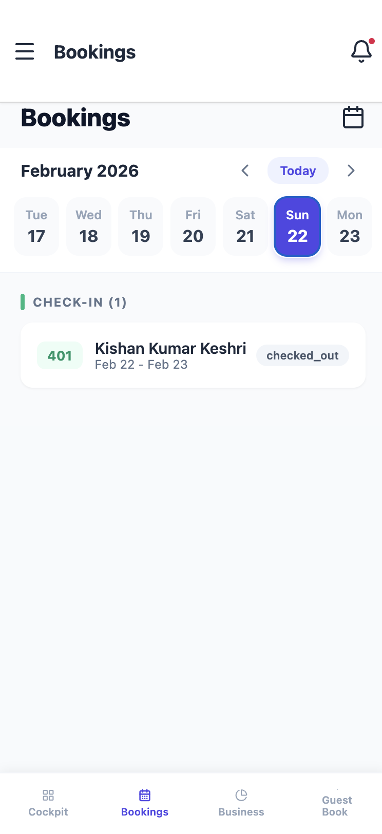 Bookings Calendar